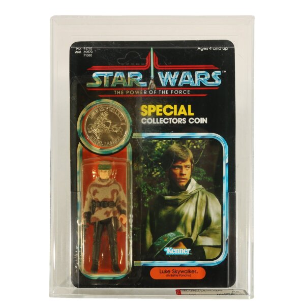 Luke Skywalker (Battle Poncho) - MOC POTF AFA 85 - Star Wars Vintage