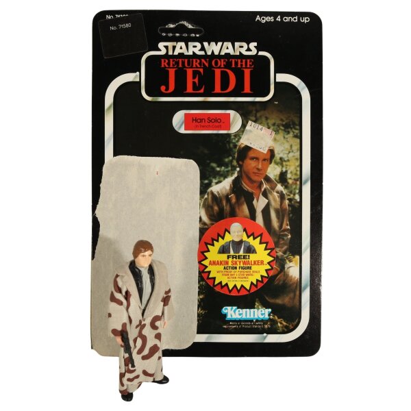Han Solo (in Trenchcoat) - lose / komplett + Cardback - Star Wars Vintage