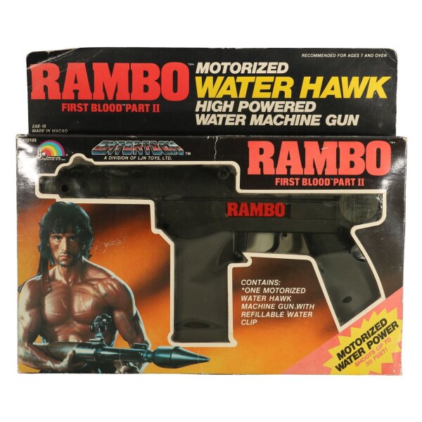 Motorized Water Hawk Machine Gun - Vintage Rambo LJN - MIB