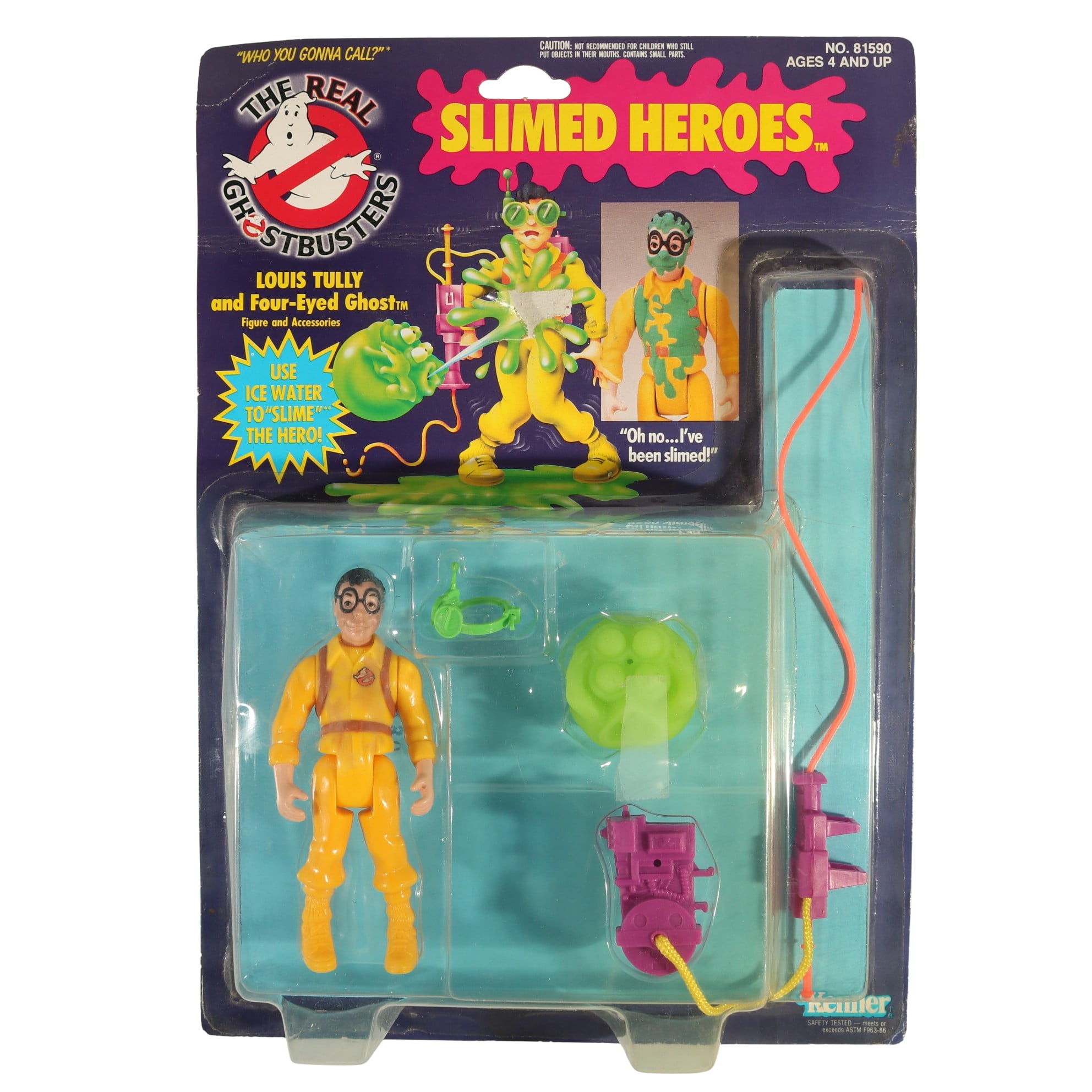 1986 Kenner The Real Ghostbusters Carded Action Figure - Slimed Heroes  Louis Tully with Four-Eyed Ghost